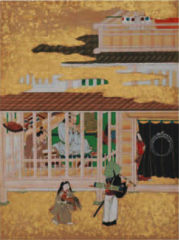Painting of a Komosō, begging in a street