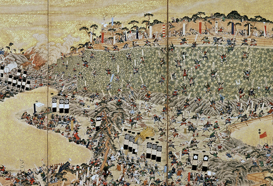 Folding screen depicting the rebellion at Shimabara